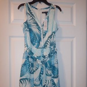 White House Black Market Midi Blue White Dress Size 2